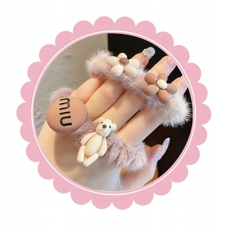 ECARLA zestaw gumek-frotek do włosów 5w1 Białe Brązy GUM174