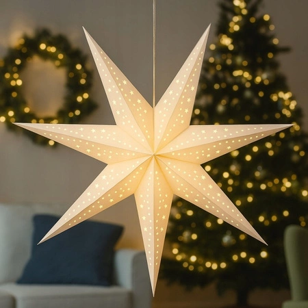 ECARLA Boże Narodzenie gwiazda papierowa ażurowa 60cm Witraż 3D Biała WG11