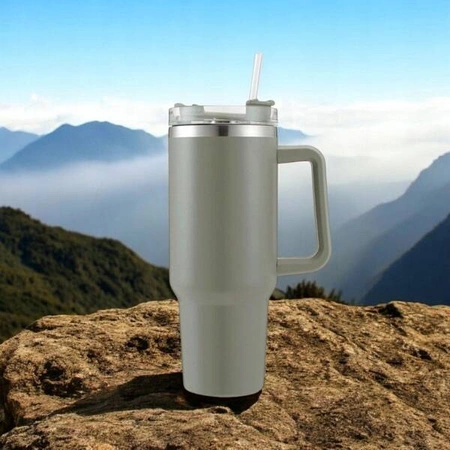 ECARLA kubek termiczny z uchwytem i rurką 1l Szary CUP16