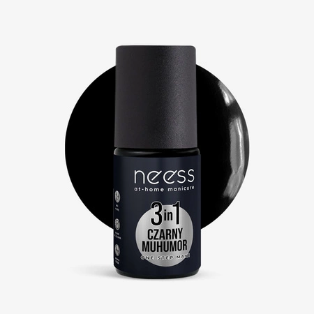 NEESS One Step Mani lakier hybrydowy 3w1 Czarny Muhumur 4ml