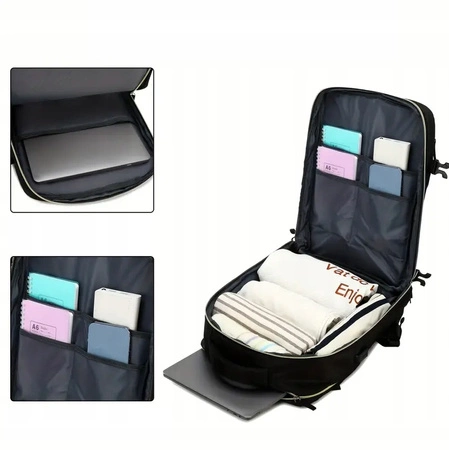 ECARLA plecak podróżny, kabinowy, wodoodporny z USB Czarny PL179