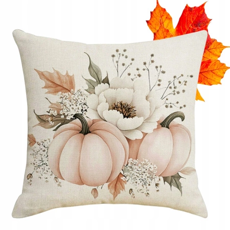 ECARLA Jesień poszewka na poduszkę 45x45 BOHO DYNIE LIŚCIE KWIATY POD240