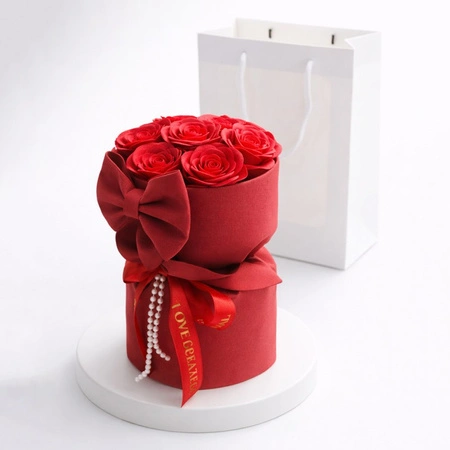 ECARLA bukiet mydlanych kwiatów czerwone RÓŻE z kokardą BUK24CZE