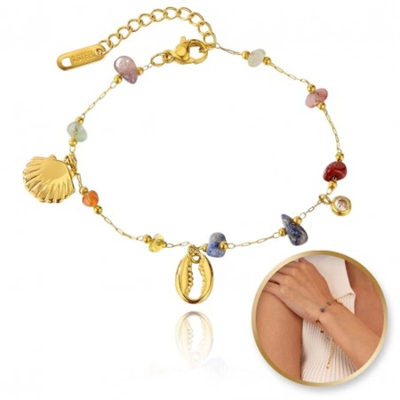 ECARLA bransoletka na rękę ze stali chirurgicznej pozłacanej MUSZELKA BST1514