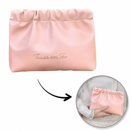 ECARLA saszetka z ekooskóry na kosmetyki, wkładki M 16x12cm Róż KS145R