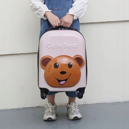 ECARLA walizka kabinowa dla dzieci Cute Bear Różowa WP05