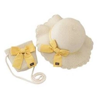 ECARLA kapelusik i torebka słomkowa, dziecięca BOHO słoneczny 52cm CZ45