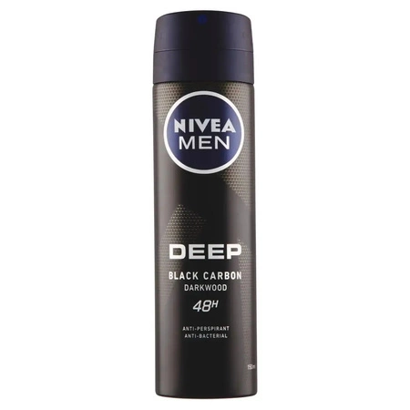 NIVEA MEN Deep Black Carbon dezodorant antyperspirant w sprayu Darkwood 150ml
