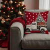 ECARLA Zima Świąteczna poszewka na poduszkę Boho 45x45 AUTO Z CHOINKĄ POD246