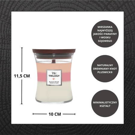 WOODWICK Trilogy Średnia świeca w słoiku BLOOMING ORCHARD 275g