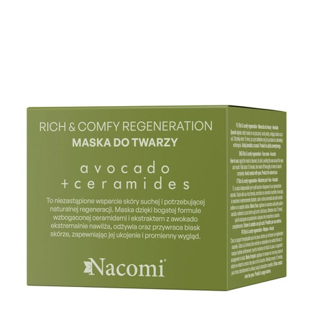 NACOMI Rich & Comfy Regeneration maska do twarzy Avocado, Ceramidy 40ml
