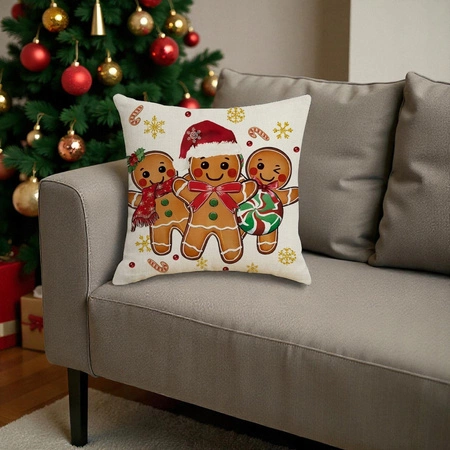 ECARLA Zima Świąteczna poszewka na poduszkę Boho 45x45 PIERNICZKI POD248