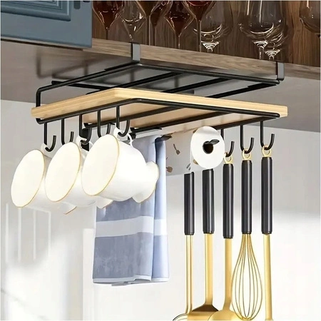 ECARLA uchwyt podwieszany do szafki, wieszak Czarny OR116CZ