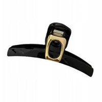 ECARLA spinka-klamra do włosów ze złotą ozdobą 11cm Czarna SP304CZ