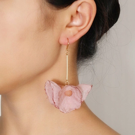 ECARLA kolczyki wiszące z koralikami tiulowe kwiaty K1702