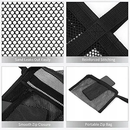 ECARLA torebka plażowa siateczkowa wymiary 43x39x20cm Czarna TP12