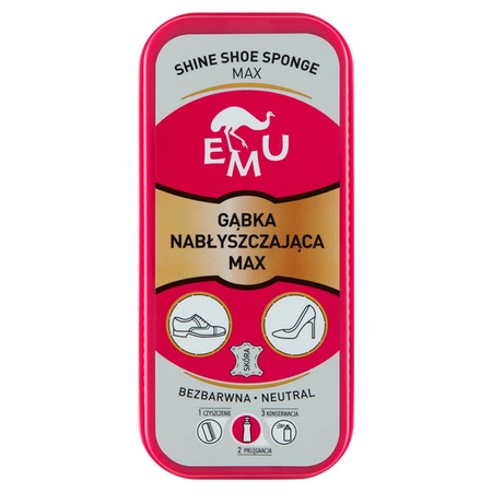 EMU Shine Shoe Sponge gąbka do butów z pastą nabłyszczająca Max bezbarwna