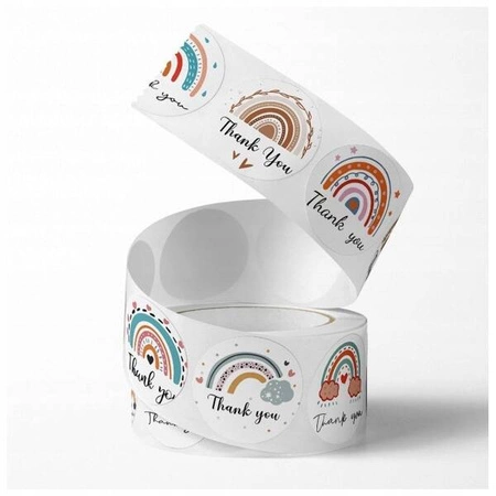 ECARLA naklejki na taśmie Thank You 25mm Tęcza NNK10 500szt