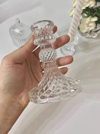 ECARLA świecznik dekoracyjny szklany Glamour 10cm SW10