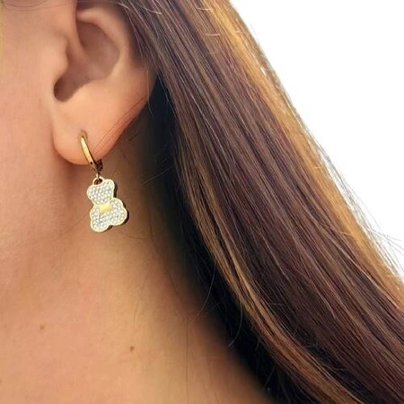 ECARLA kolczyki ze stali szlachetnej pozłacanej Miś KST2781