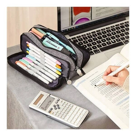 ECARLA piórnik wielofunkcyjny trzykomorowy Grafitowy PR04CZ