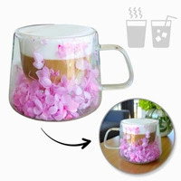 ECARLA szklanka termiczna z podwójnym dnem z hortensją w środku SZK74S