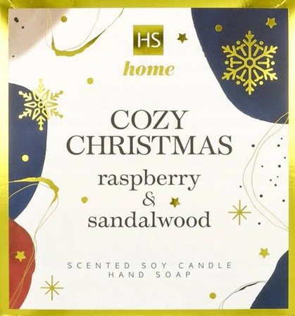 HISKIN Home Cozy Christmas zestaw zapachowy (świeca sojowa + mydło do ciała Malina i Drzewo Sandałowe)