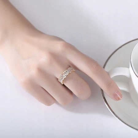 ECARLA pierścionek ze stali chirurgicznej platerowanej złotem PST930