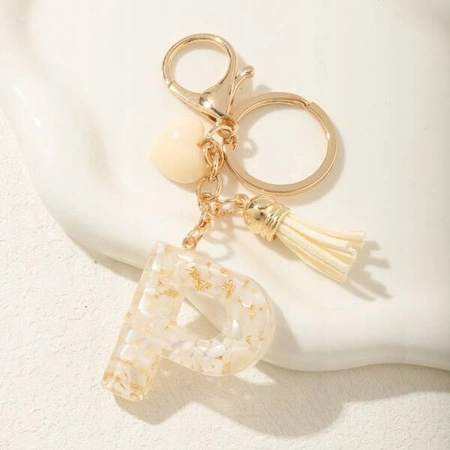 ECARLA brelok do kluczy LITERKA P biały motylek serca BRL329P