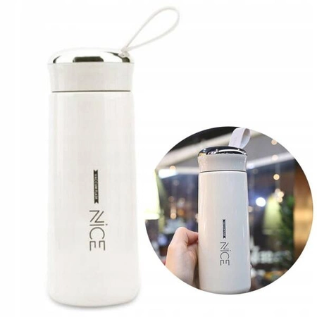 ECARLA bidon z uchwytem, koszyczkiem i rurką 400ml Nice Beżowy BD12ZO