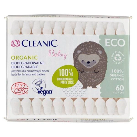 CLEANIC Baby Organic patyczki dla niemowląt 60szt