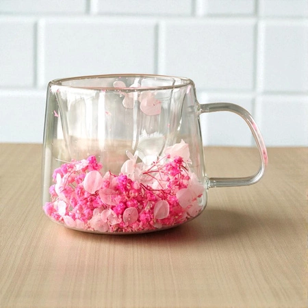 ECARLA szklanka termiczna z podwójnym dnem z hortensją w środku SZK175