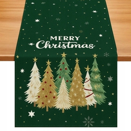 ECARLA Boże Narodzenie bieżnik na stół świąteczny 180x33cm Choinki BZK06