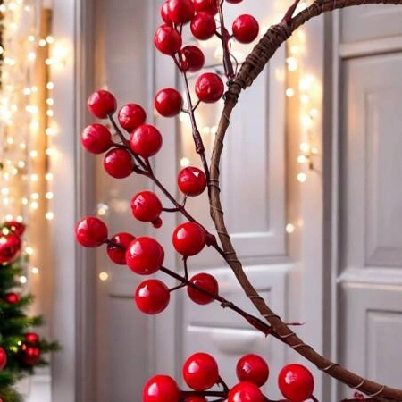 ECARLA wianek ozdobny na drzwi stroik, sztuczna jarzębina WSN27