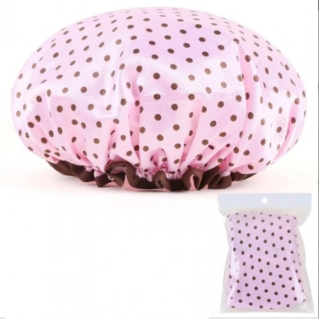 ECARLA czepek ochronny na włosy, do spania KROPKI Różowy KCZ01