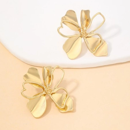 ECARLA kolczyki ze stali szlachetnej platerowanej 14k złotem KWIATY KST3399