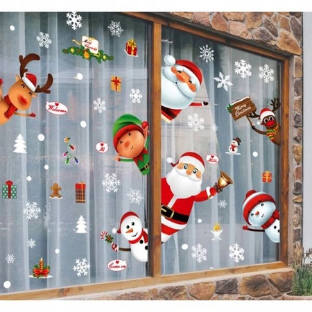 ECARLA naklejki na szybę świąteczne kolorowe 6 arkuszy 25x35cm NKD11