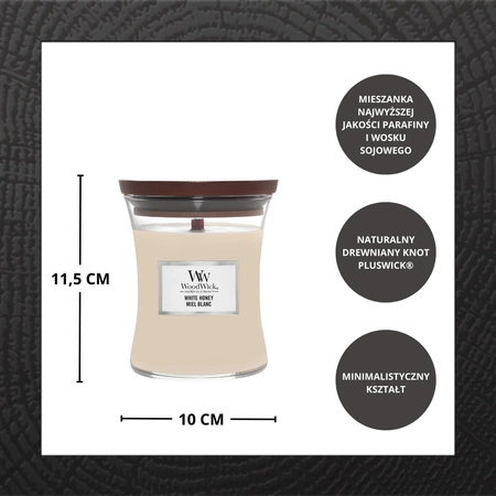 WOODWICK PlusWick mała świeca w słoiku WHITE HONEY 85g