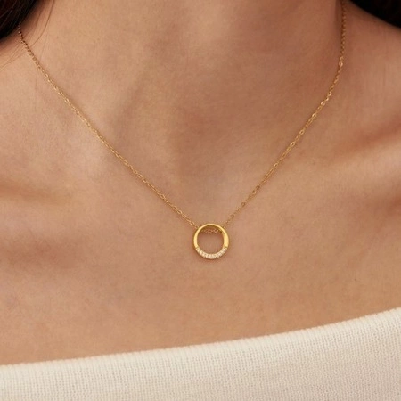 ECARLA naszyjnik ze stali szlachetnej pozłacanej KOŁO NST2150