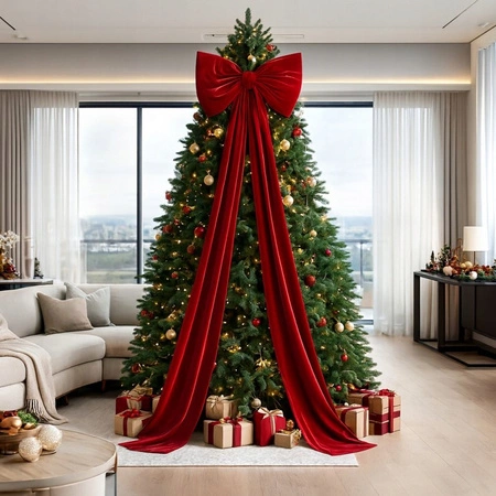 ECARLA Ozdoba Świąteczna kokarda welurowa Czerwona WOZ56