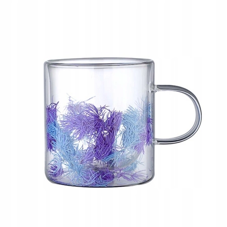 ECARLA szklanka termiczna z podwójnym dnem i rośinami 250ml Fiolet SZK134