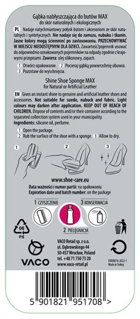 EMU Shine Shoe Sponge gąbka do butów z pastą nabłyszczająca Max bezbarwna
