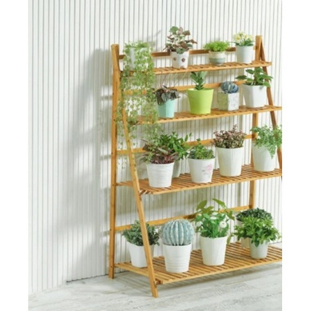 ECARLA Kwietnik drabinka na kwiaty 4 poziomy 70x47x122cm POL04