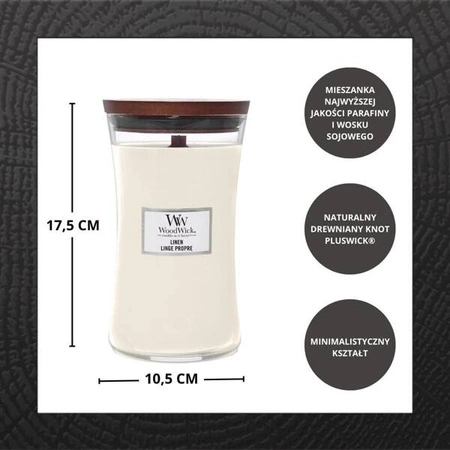 WOODWICK PlusWick duża świeca w słoiku LINEN 609,5g