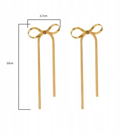 ECARLA kolczyki wiszące, złota żyłka Kokardki K1695