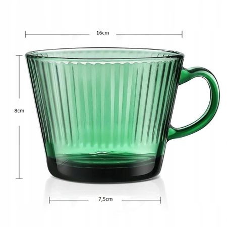 ECARLA filiżanka ryflowana duża 380ml Butelkowa Zieleń SZK178