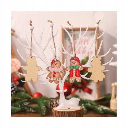 ECARLA zawieszki choinkowe drewniane 12szt Pierniczki BSN47