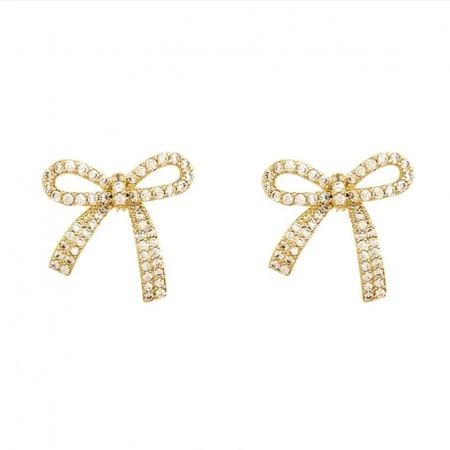 ECARLA kolczyki ze stali szlachetnej platerowanej 14k złotem KOKARDKA KST3329