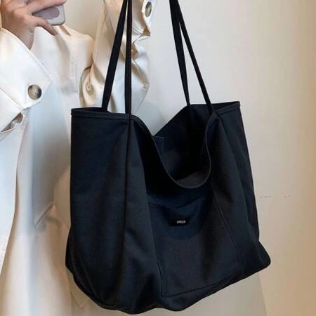 ECARLA torba materiałowa minimalistyczna duża Czarna TP15CZ