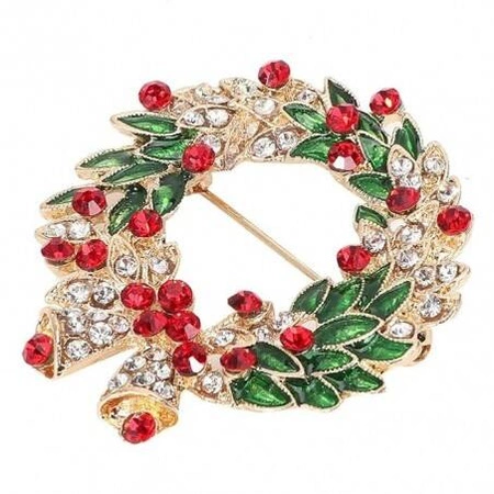 ECARLA broszka kryształowa Wieniec świąteczny z Dzwonkami BZ185